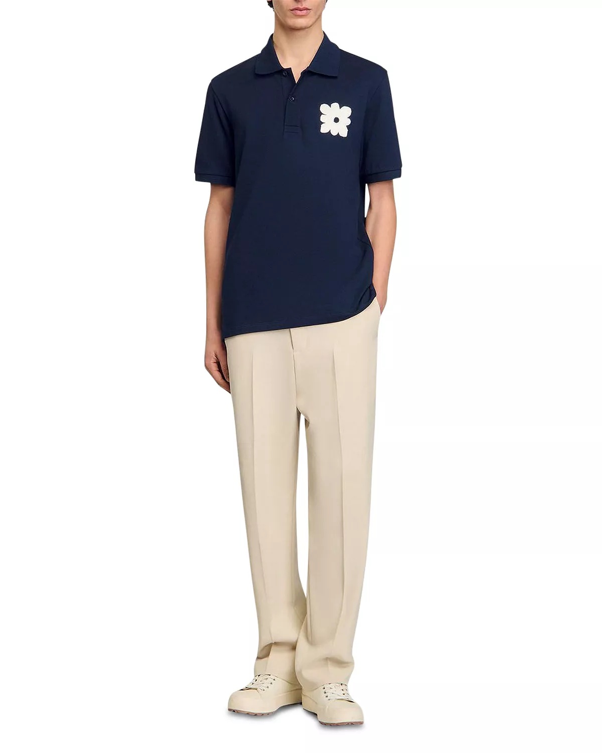 Polo Shirt With Flower Patch - 2