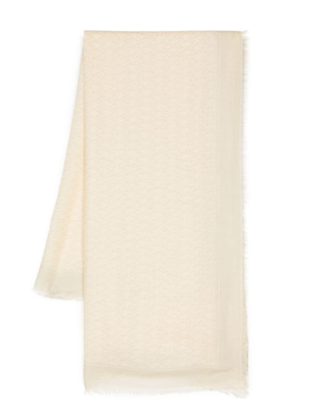 fringed-edge fine-knit scarf - 1