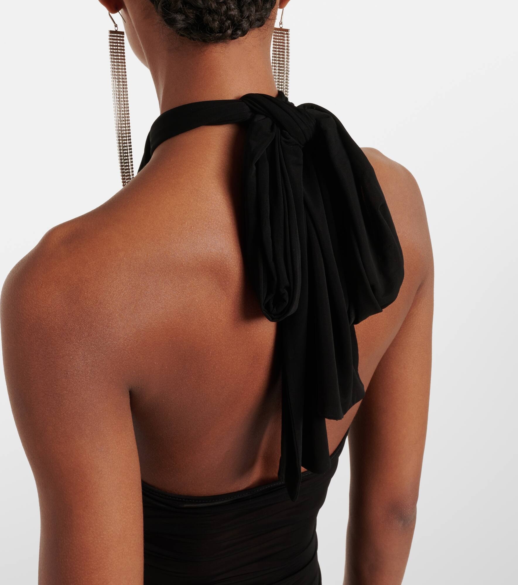 Floral-appliqué sheer cocktail dress - 6