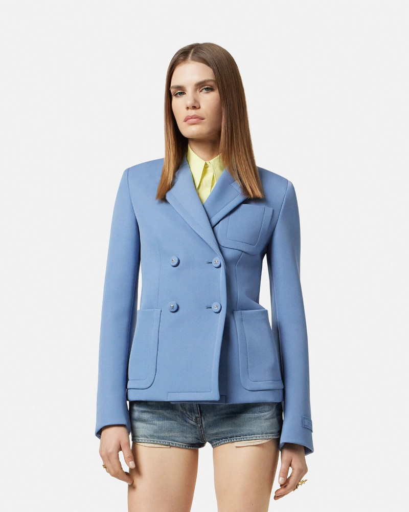 Scuba-Wool Double-Breasted Fitted Blazer 4