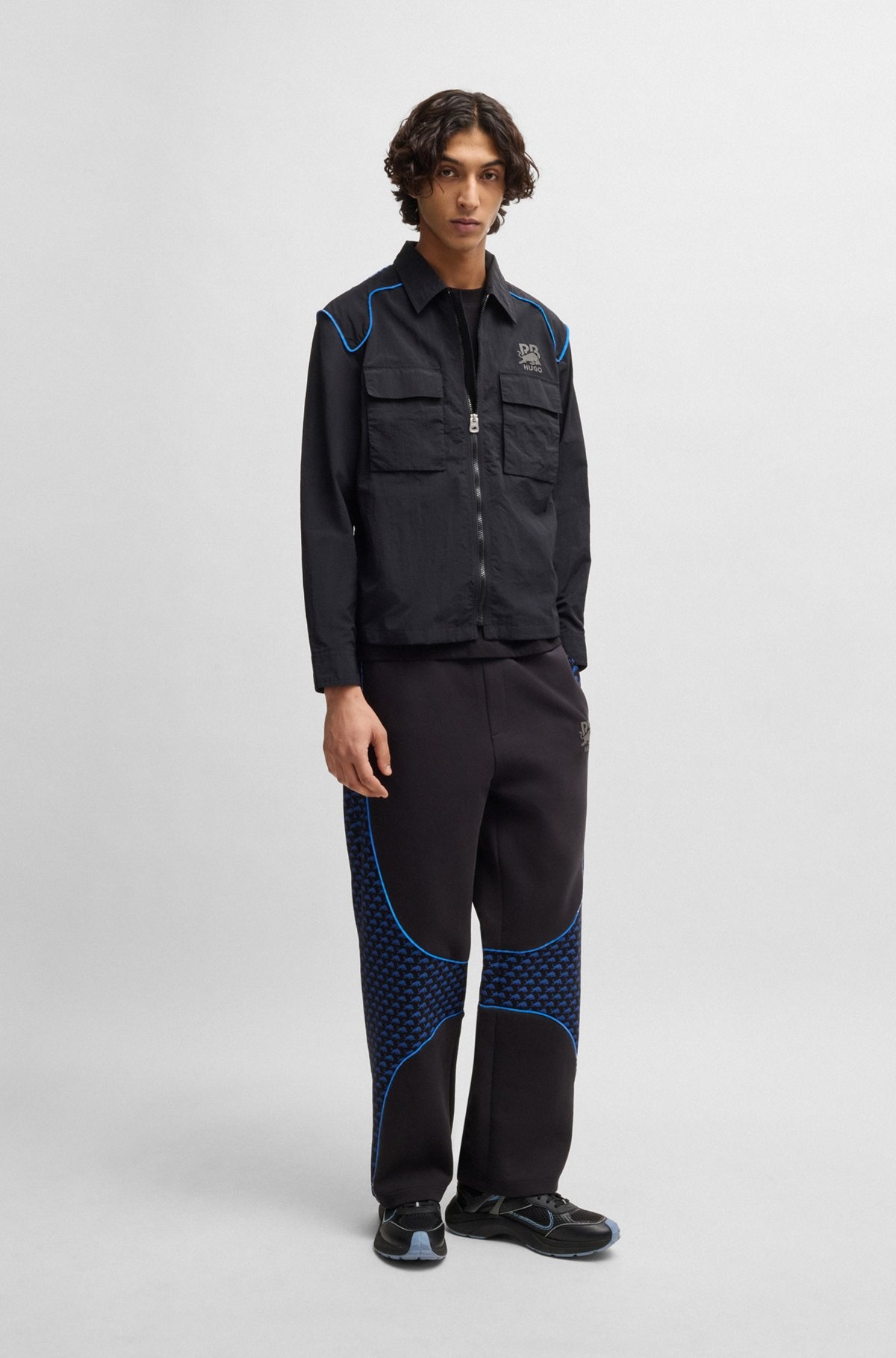 HUGO X RB OVERSIZE-FIT OVERSHIRT WITH CARBON STEALTH LOGO - 4