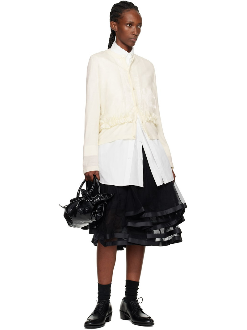 Noir Kei Ninomiya Off-White Ruffle Cardigan outlook