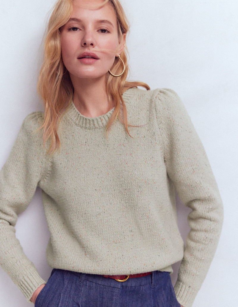 Davina Puff Sleeve Sweater-Ivory, Nep 6