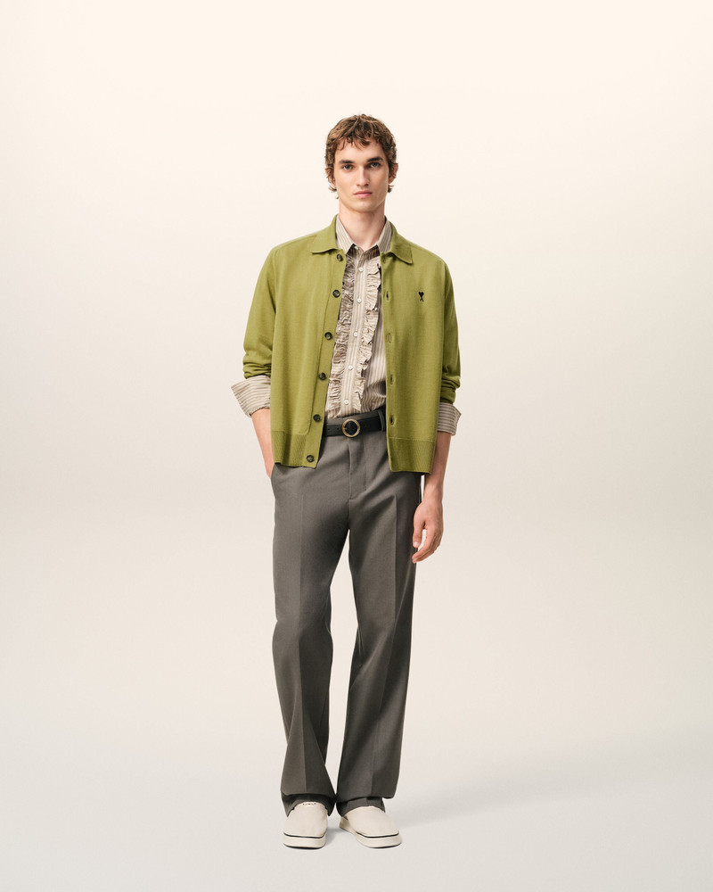 AMI Paris GREEN WOOL SHIRT COLLAR AMI DE COEUR CARDIGAN outlook