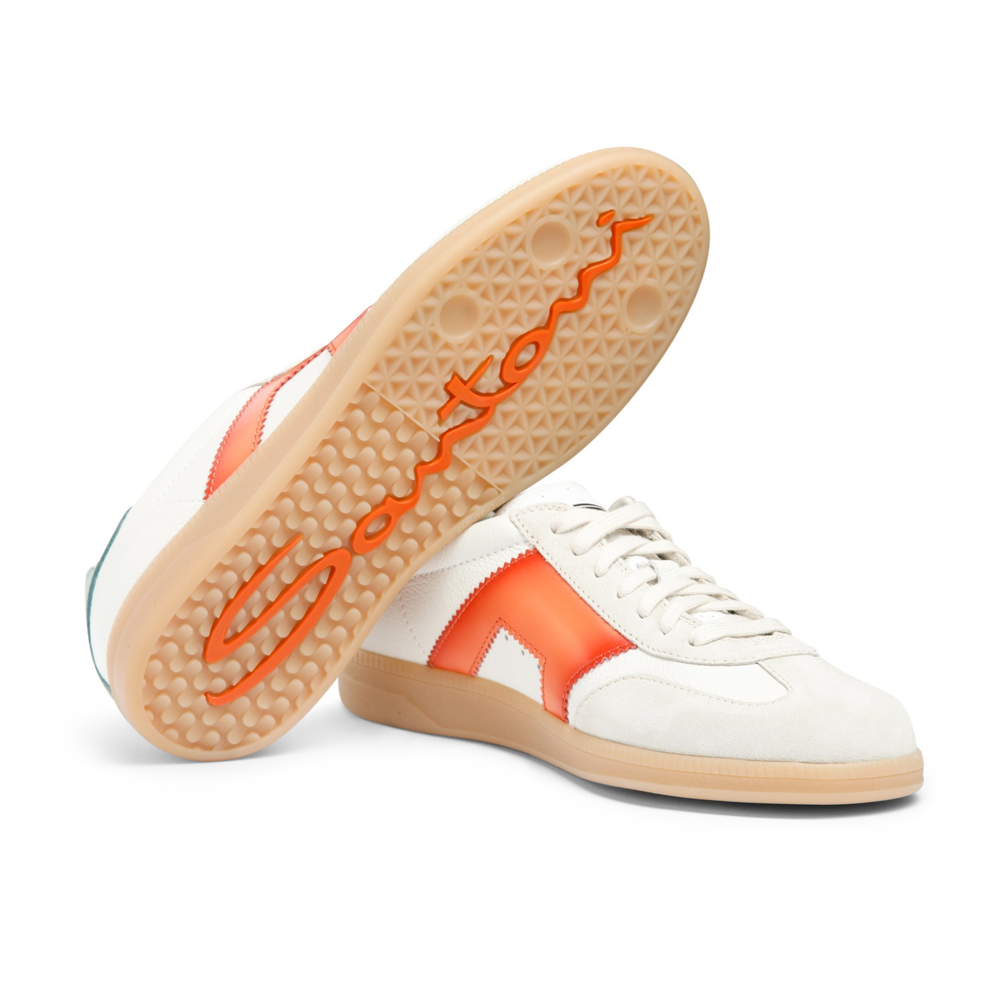 Men's white, green and orange leather and suede DBS Oly sneaker - 4