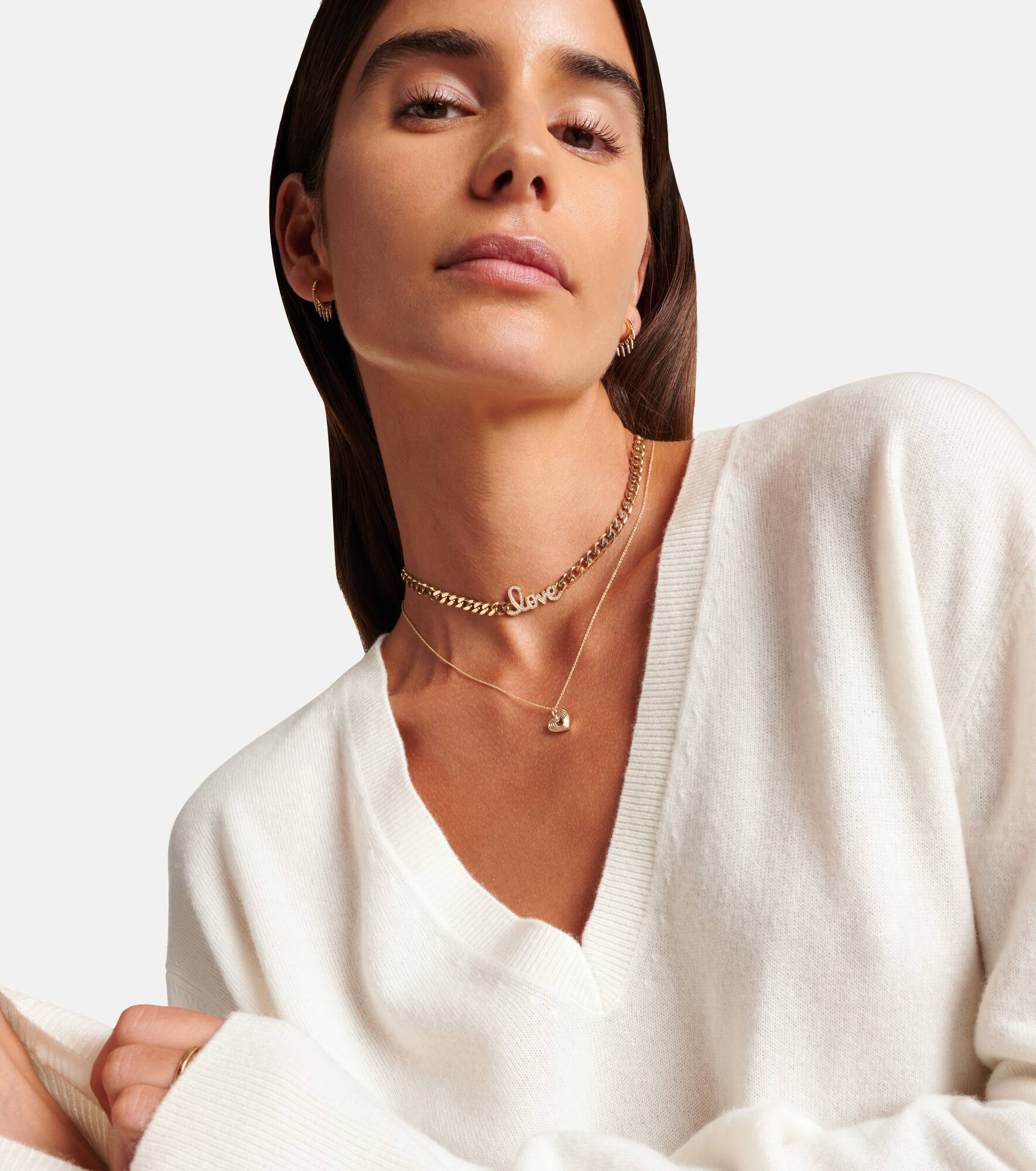 Love Script 14kt gold necklace with diamonds - 3
