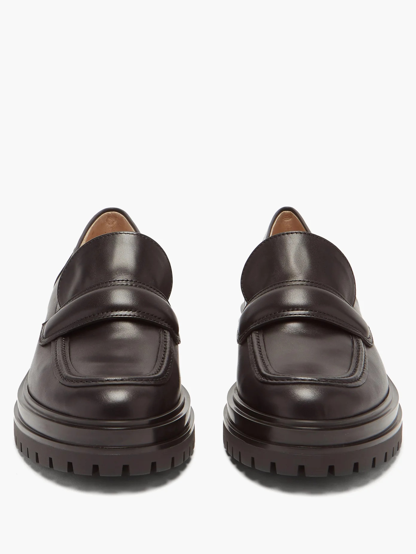 Exaggerated-sole leather penny loafers - 5