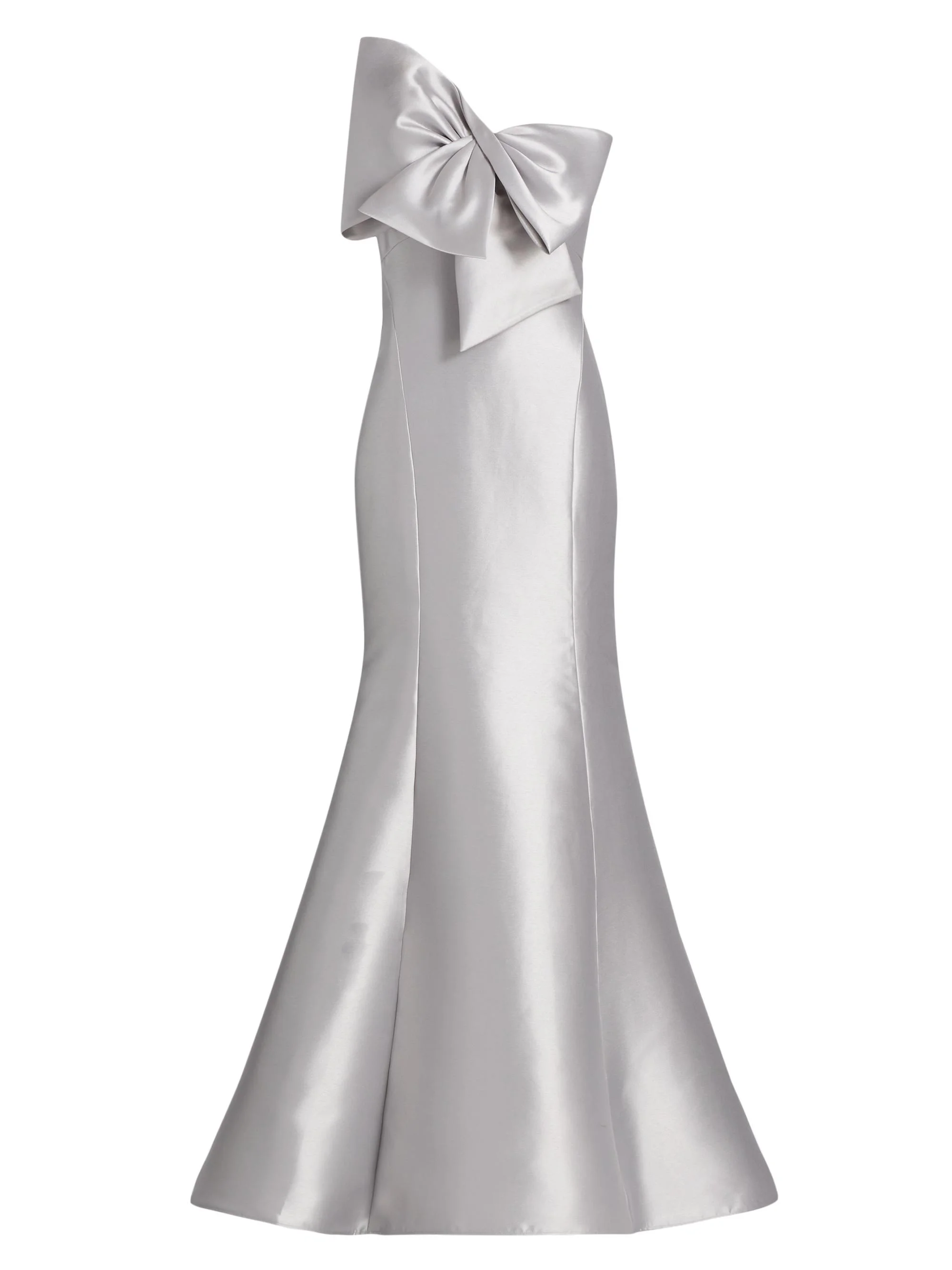Women's Metallic Satin Bow Mermaid Gown - Platinum - 1