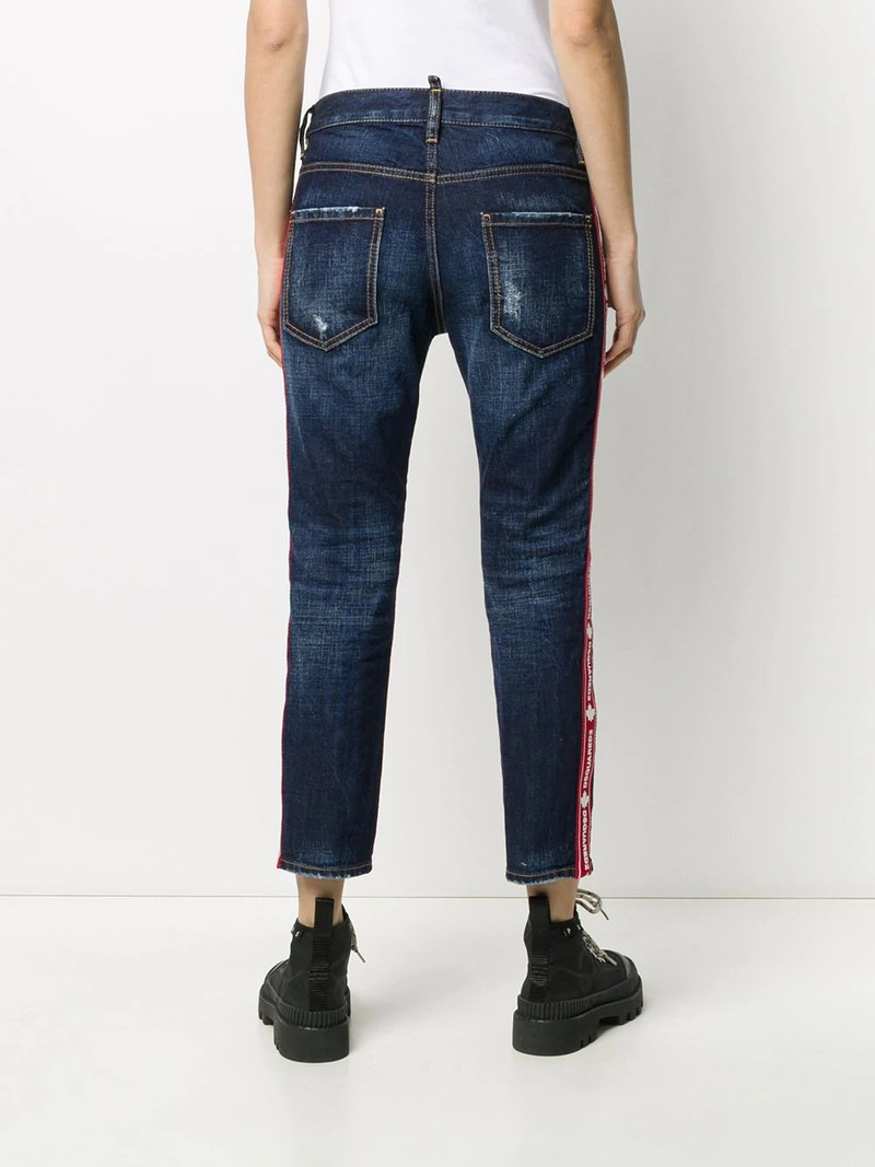 logo tape cropped jeans 4