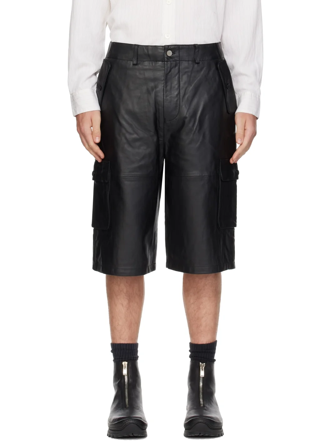 Black Carter Leather Shorts - 1