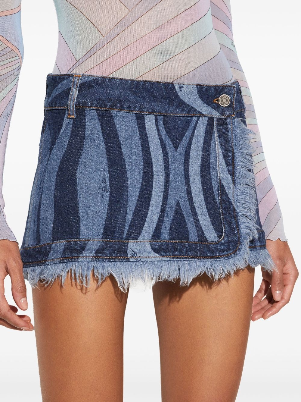 Marmo-print denim mini skirt - 5