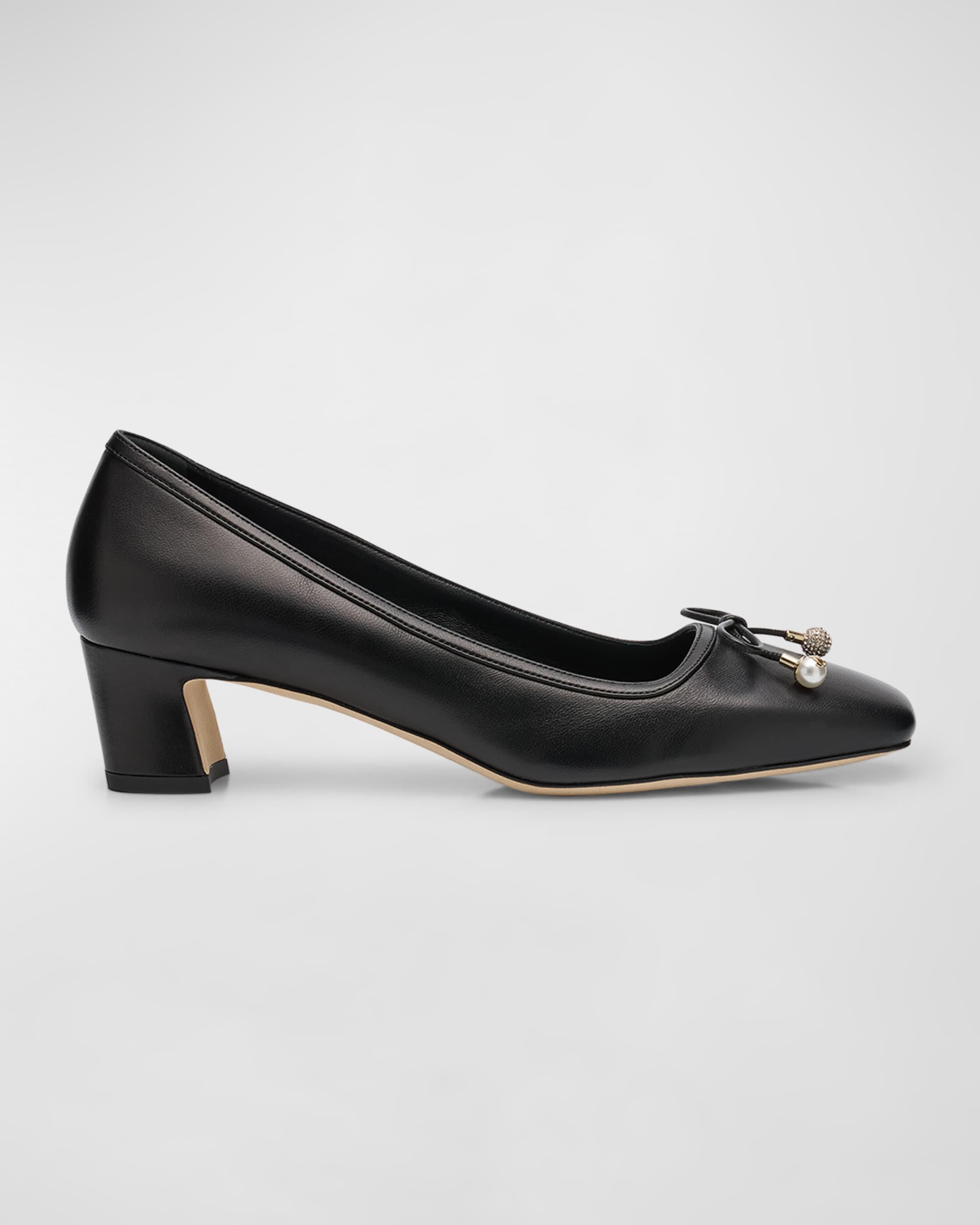 Elme Leather Bow Ballerina Pumps - 1