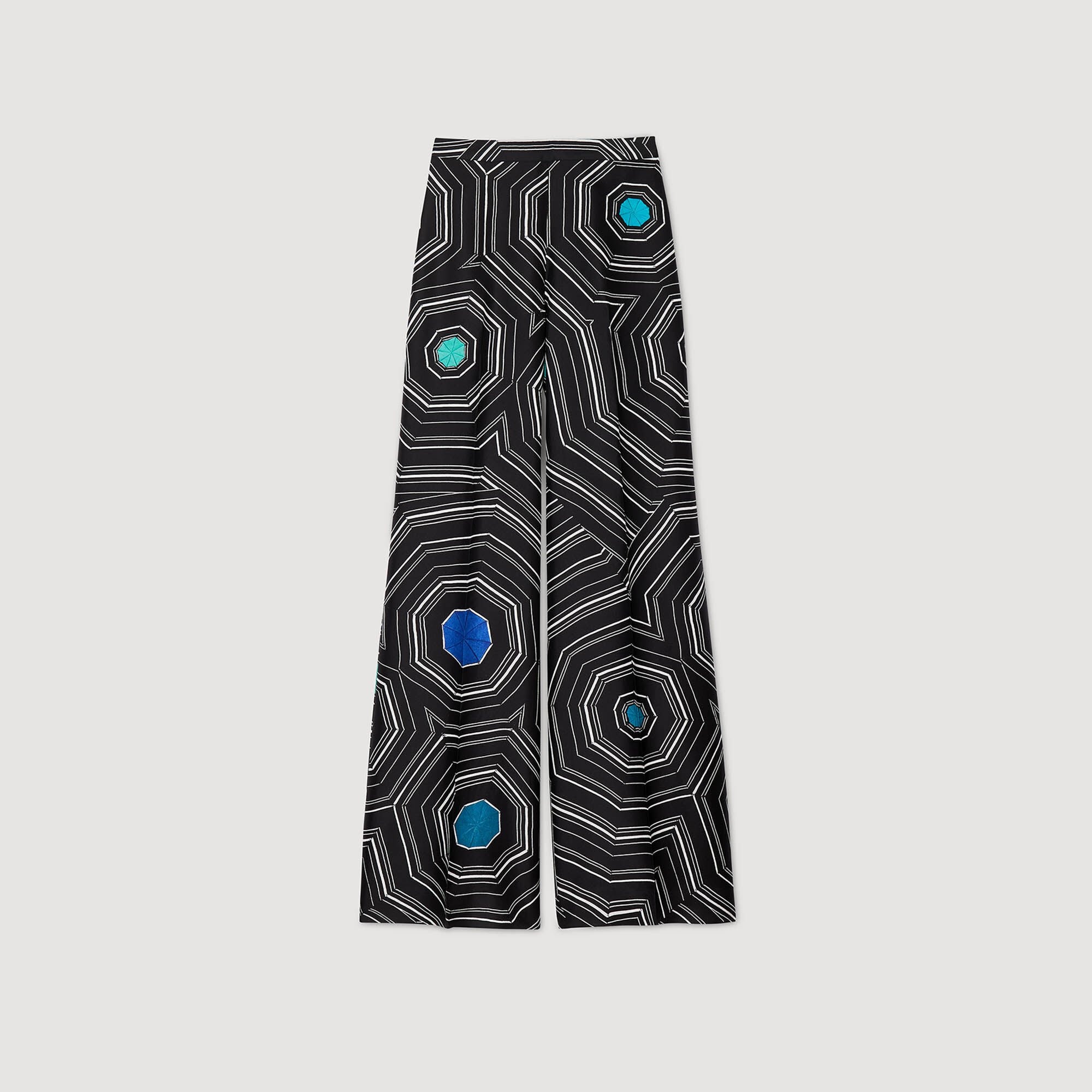 SPIRAL-PRINT SILK TROUSERS - 6