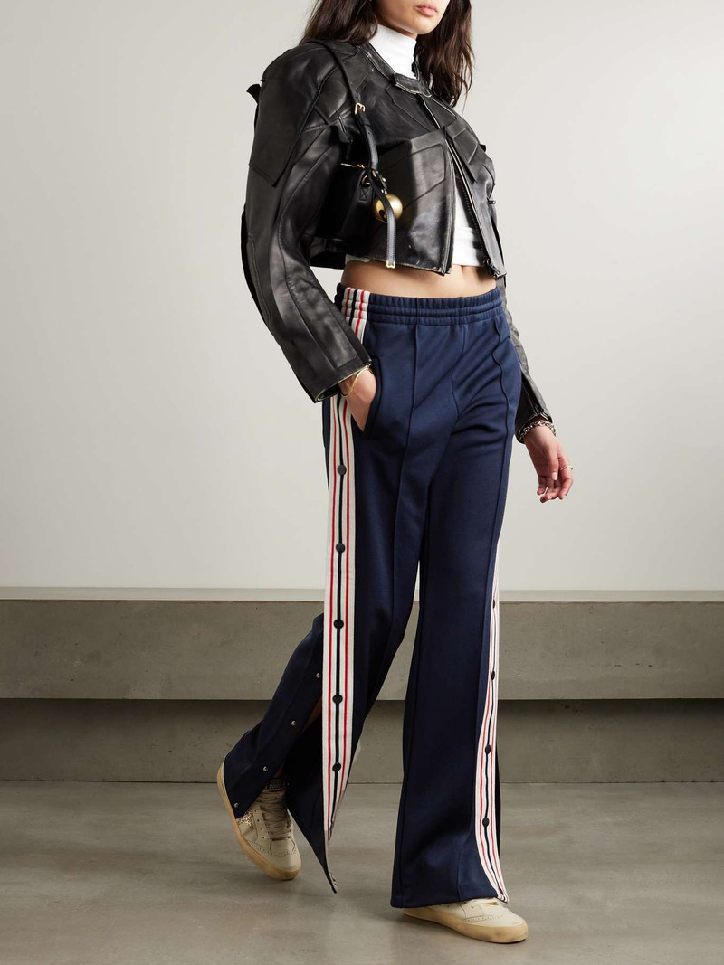Golden Goose Button-detailed webbing-trimmed jersey wide-leg track pants outlook