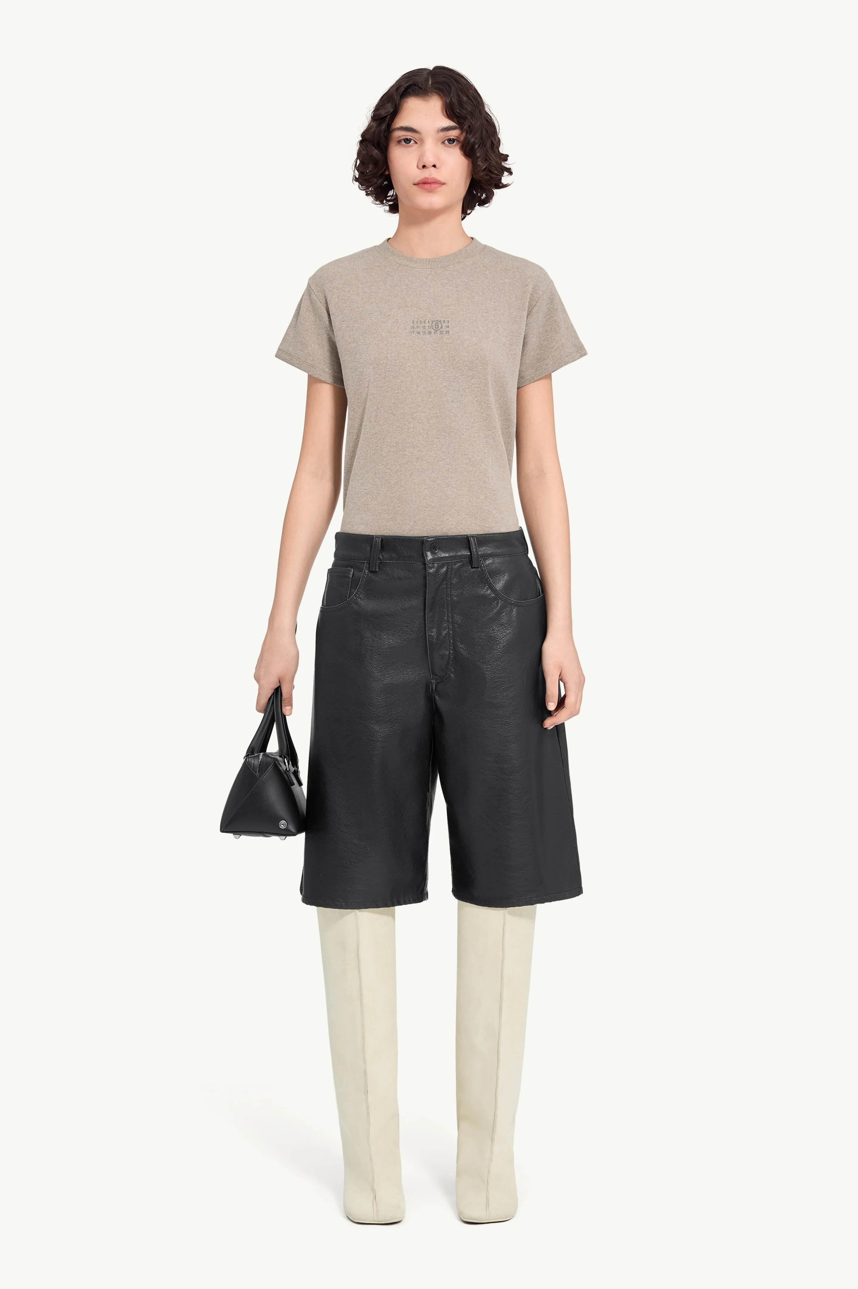 Faux leather knee-length shorts - 1