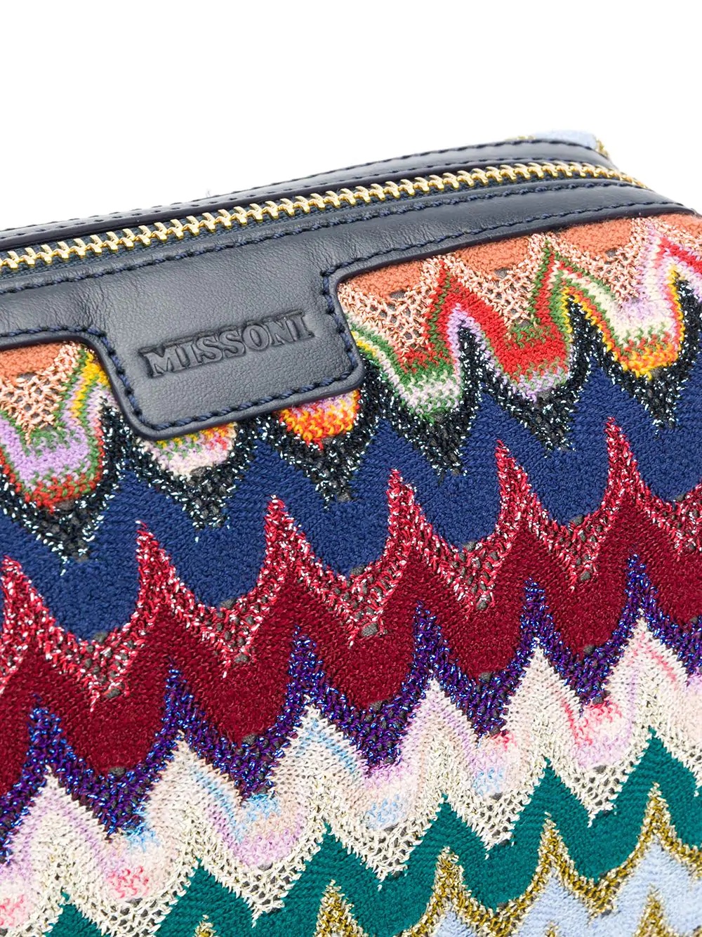 zig-zag embroidered clutch bag - 4