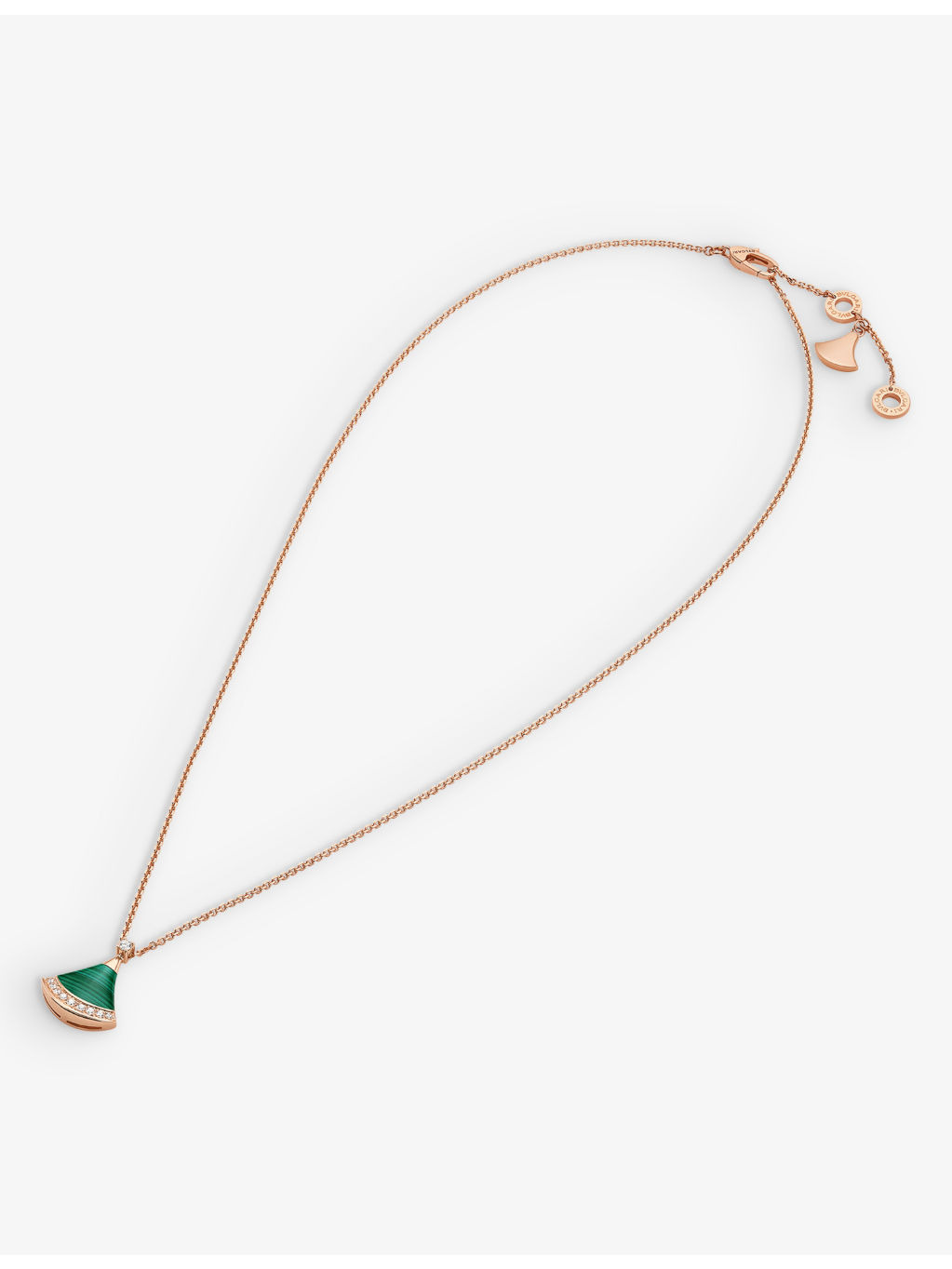 Divas' Dream 18ct rose-gold, 0.13ct brilliant-cut diamond and malachite pendant necklace - 4