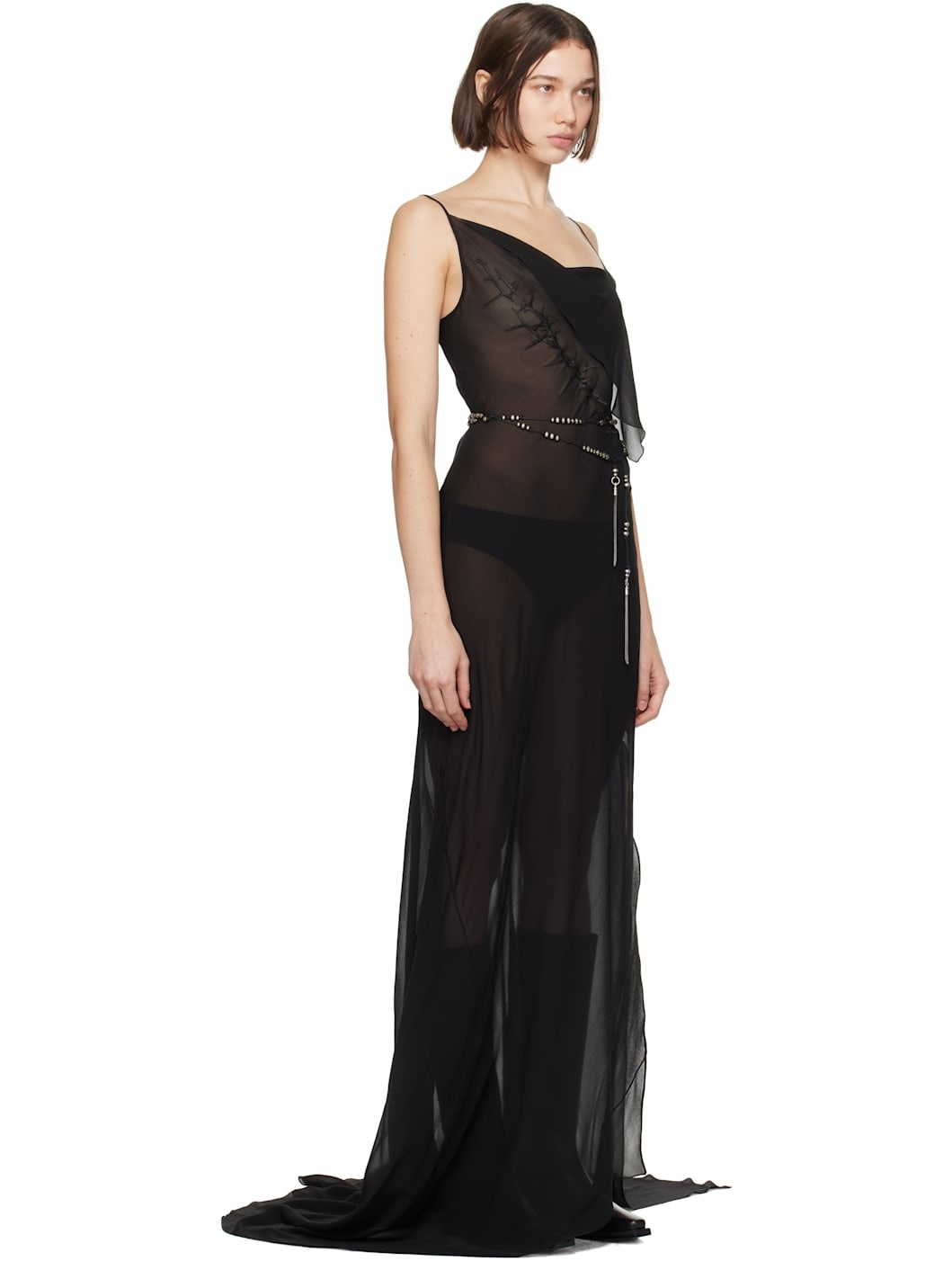 Black Aarricia Long Bias Slip Dress - 2