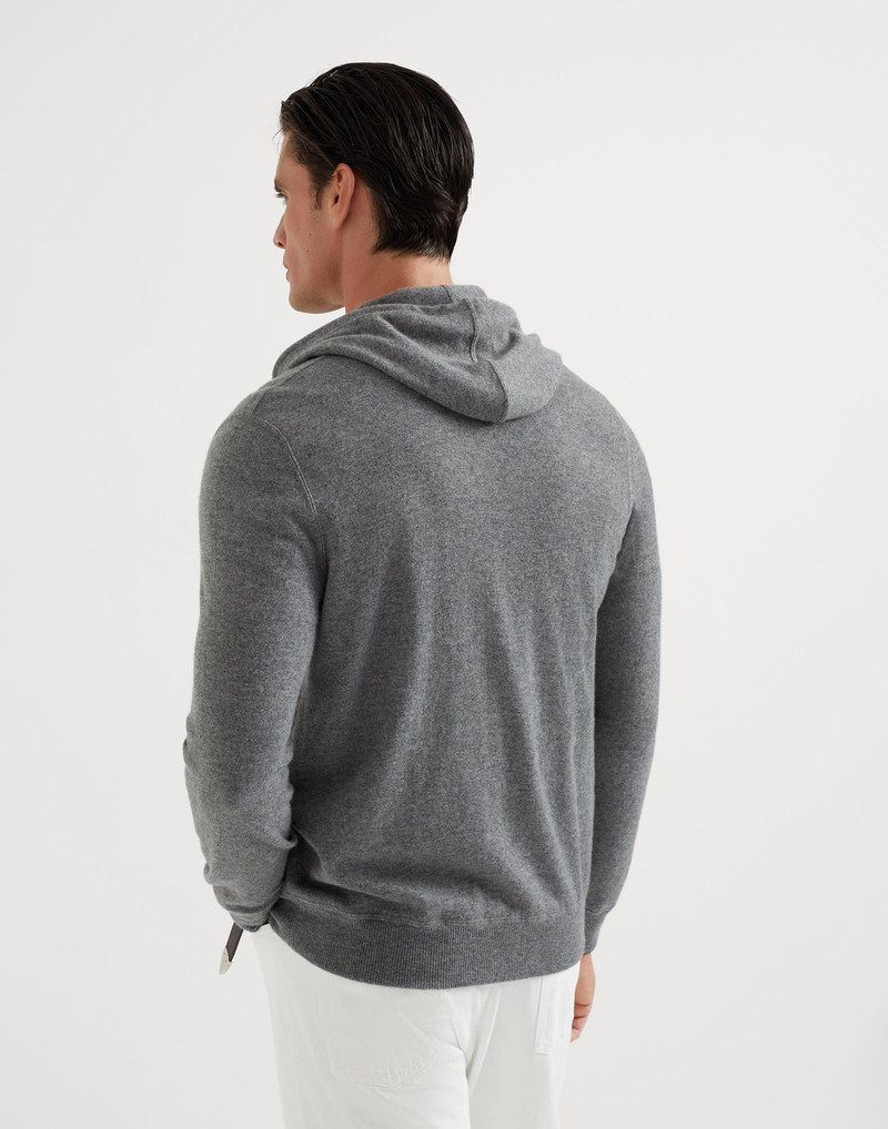 Brunello Cucinelli Cashmere sweatshirt-style cardigan with hood outlook