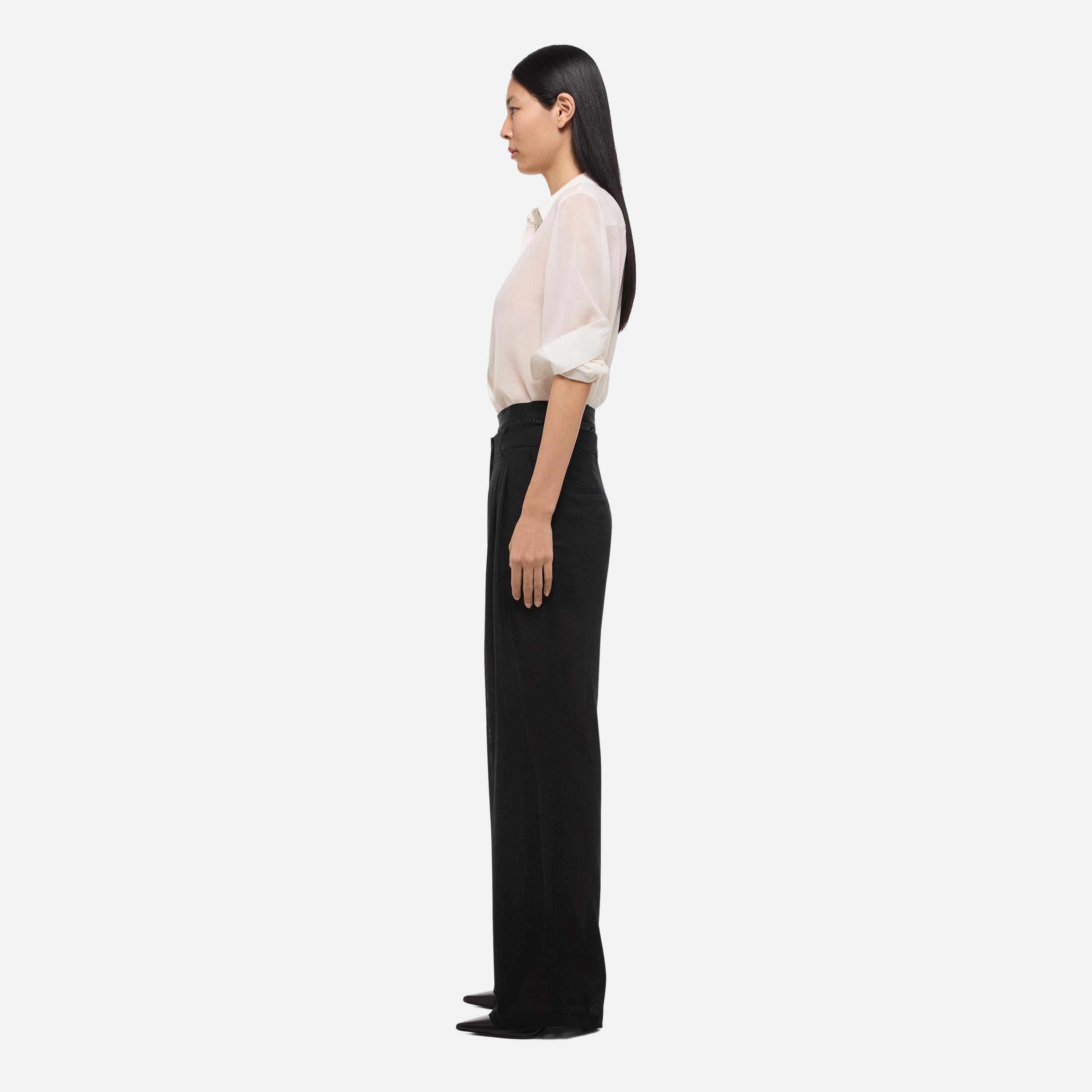 SHEER DOUBLE-PLEATED PANTS - 4