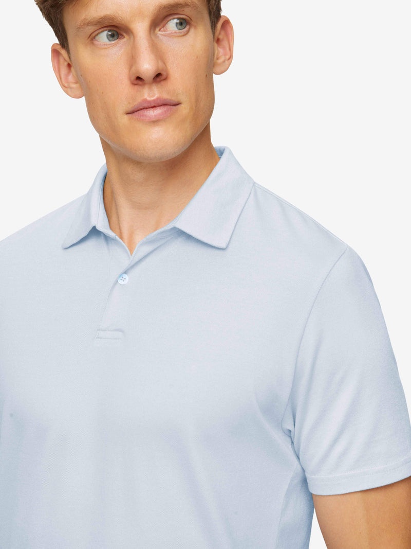 Men's Polo Shirt Ramsay 2 Pique Cotton Tencel Sky - 3