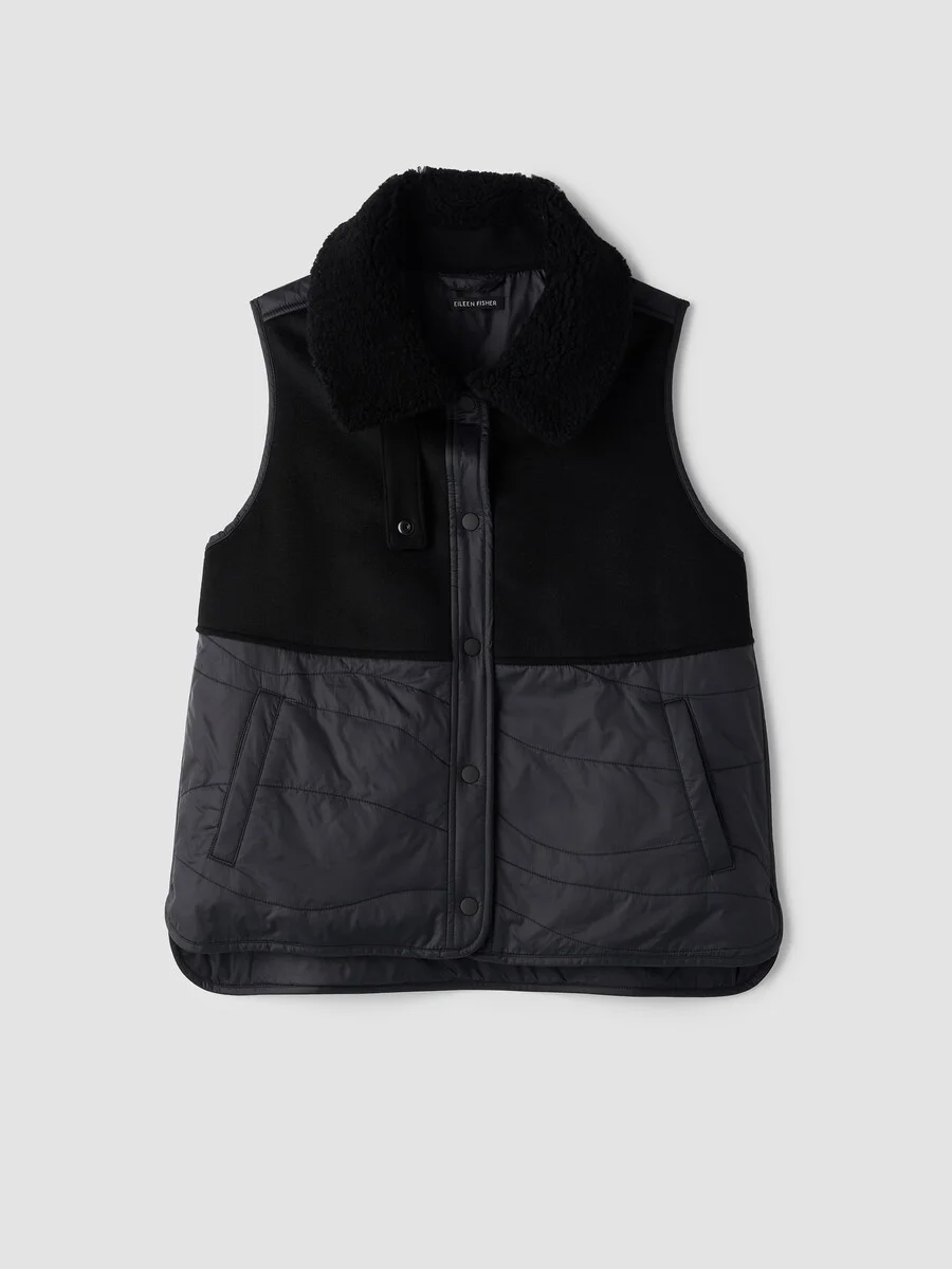 Eggshell Recycled Nylon Classic Collar Vest - 1