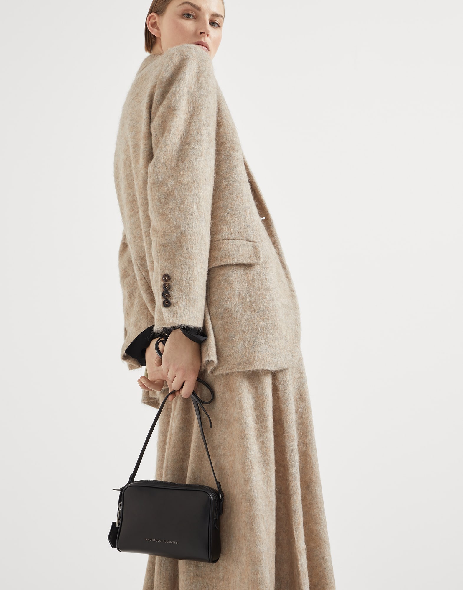 Wet-effect nappa leather Boston clutch bag - 4
