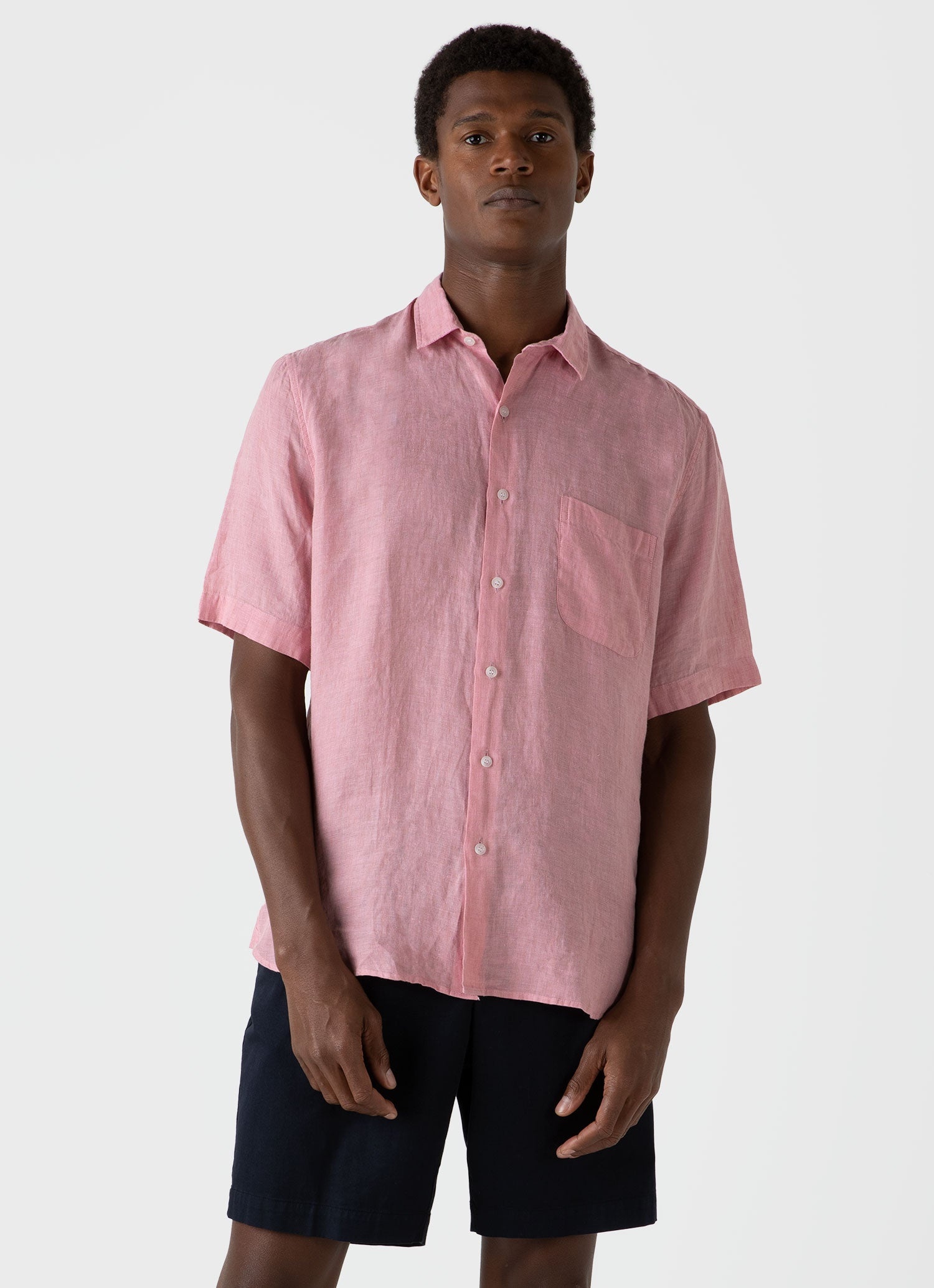 Short Sleeve Linen Shirt - 2