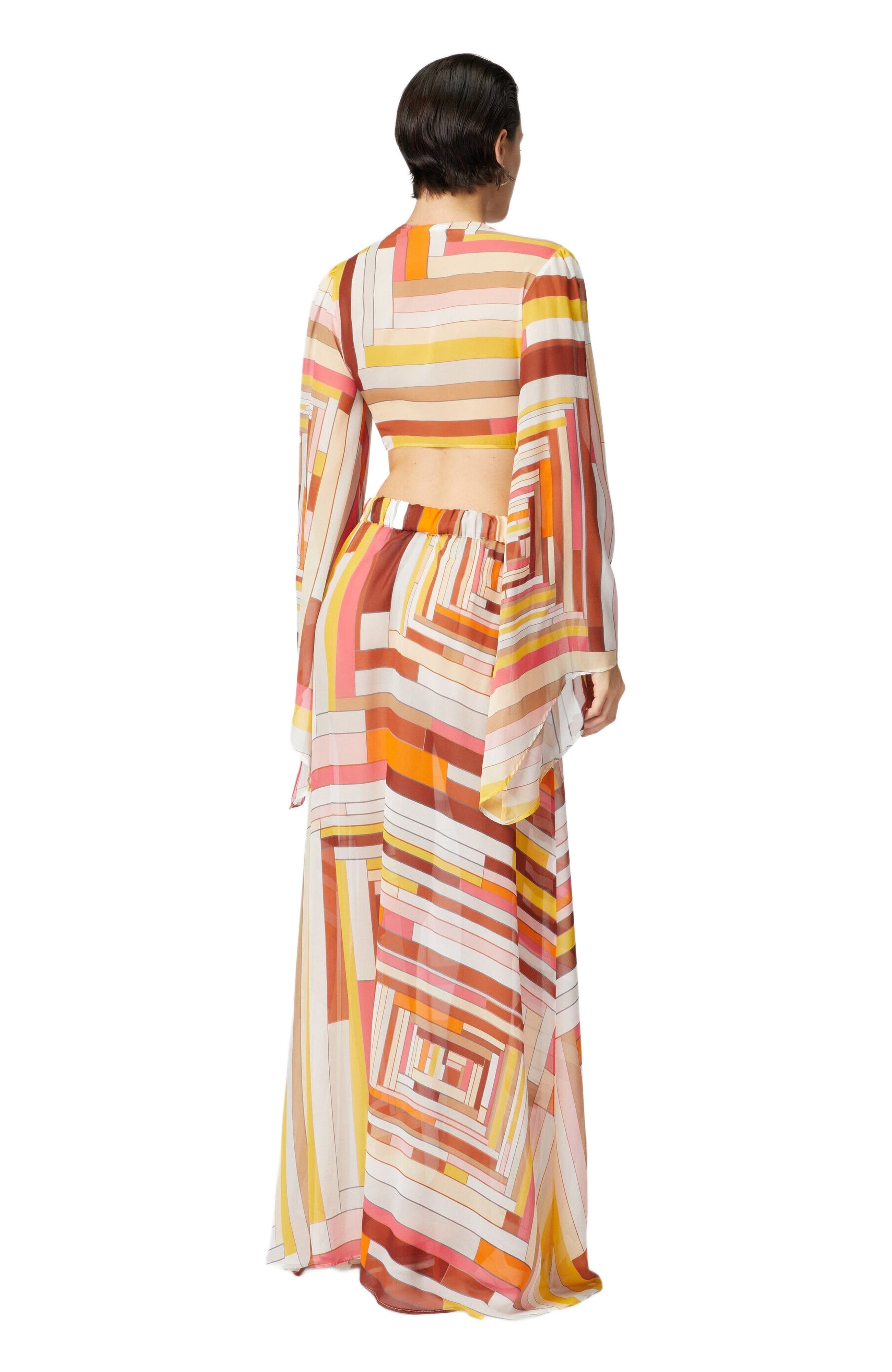 Missoni Printed Silk Crop Top With Wide Sleeves And Front Knot in Multicoloured at Nordstrom - 4