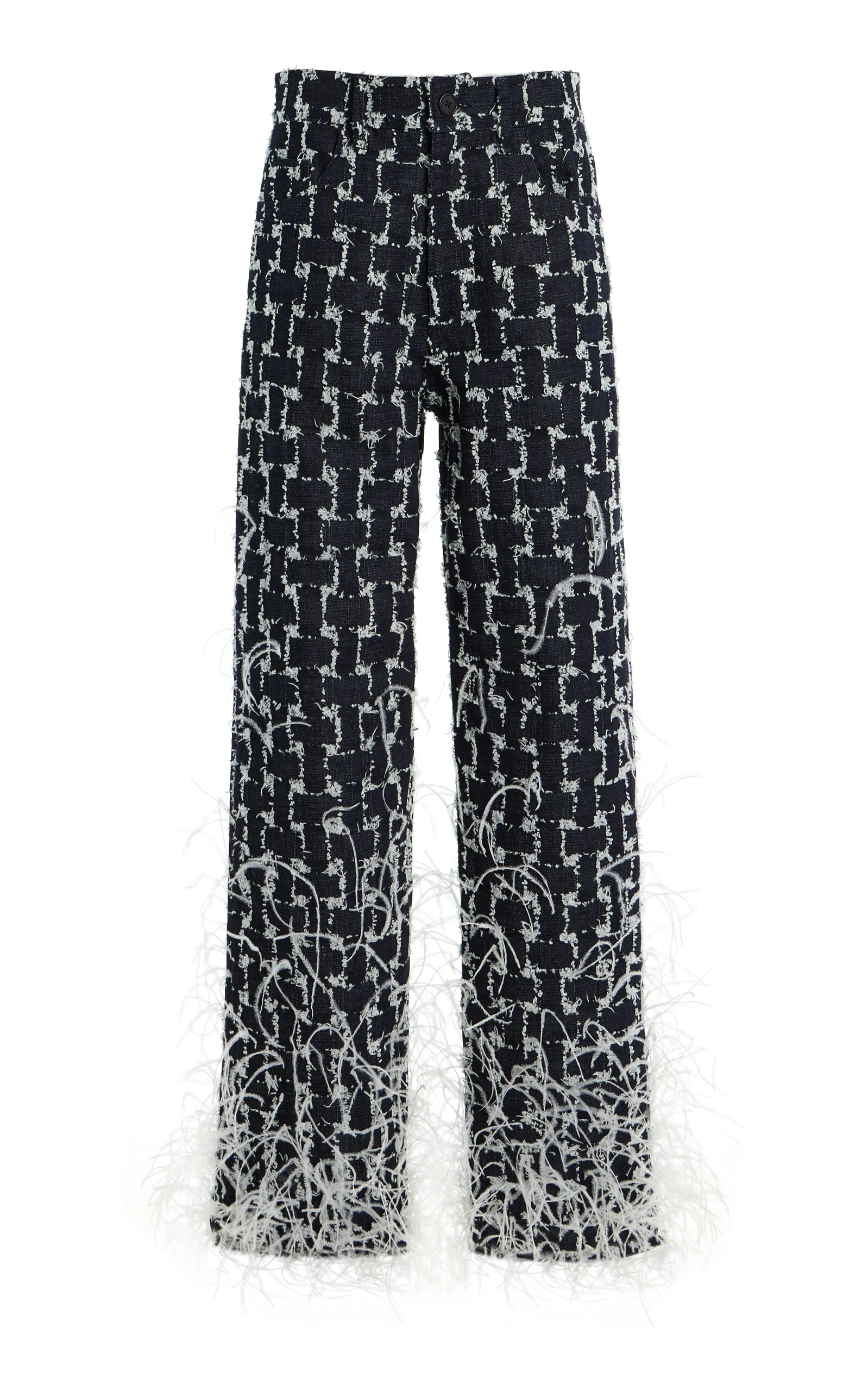 Feathered Jacquard Denim Straight-Leg Pants dark wash - 1