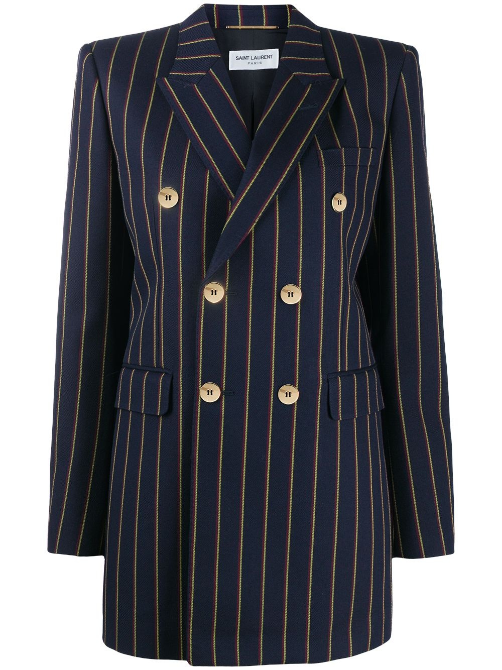 striped double-breasted blazer - 1