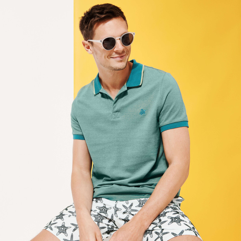 Men Changing Cotton Pique Polo Shirt Solid 7