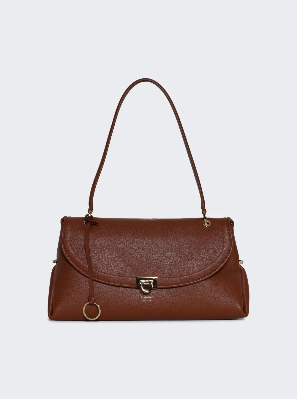 Gancini Leather Shoulder Bag Cognac - 1