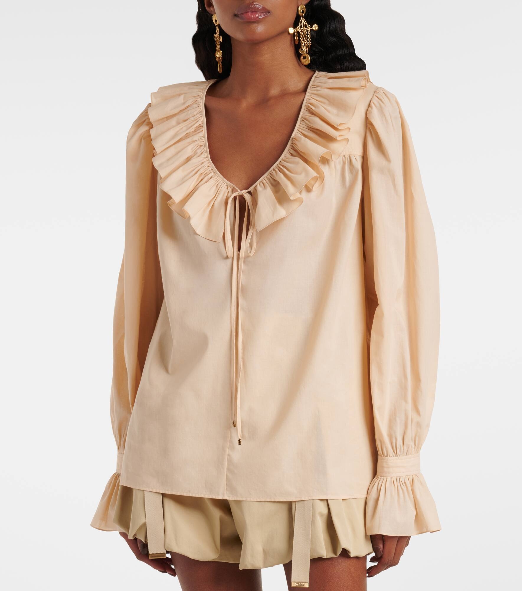 Ruffled cotton voile blouse - 7