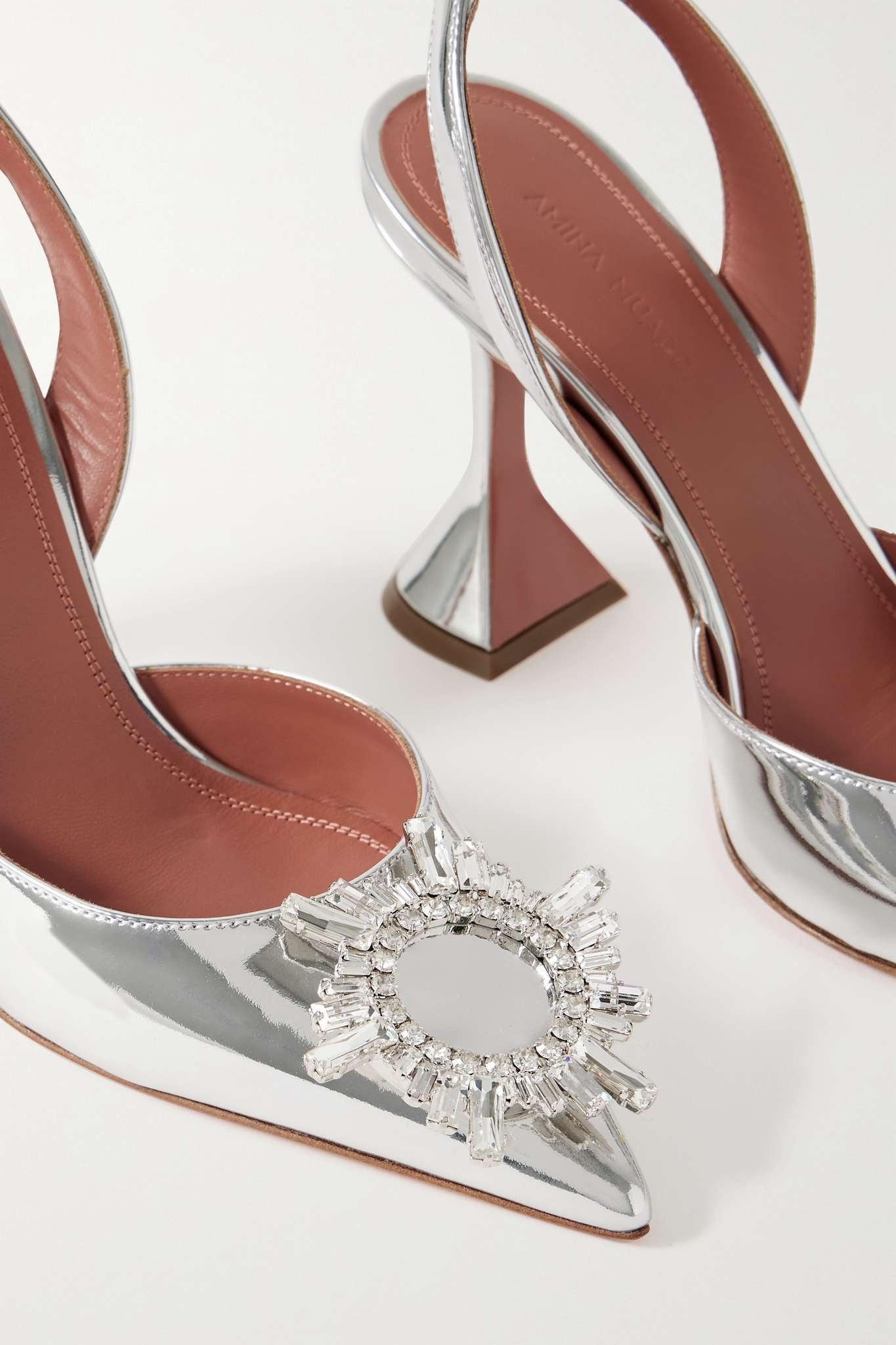 Begum Swarovski crystal-embellished leather slingback pumps - 4
