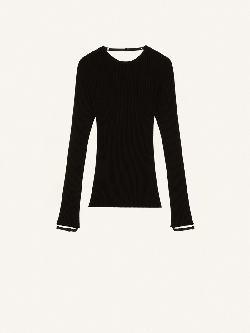 ELASTIC WRISTS RIB KNIT SWEATER 1