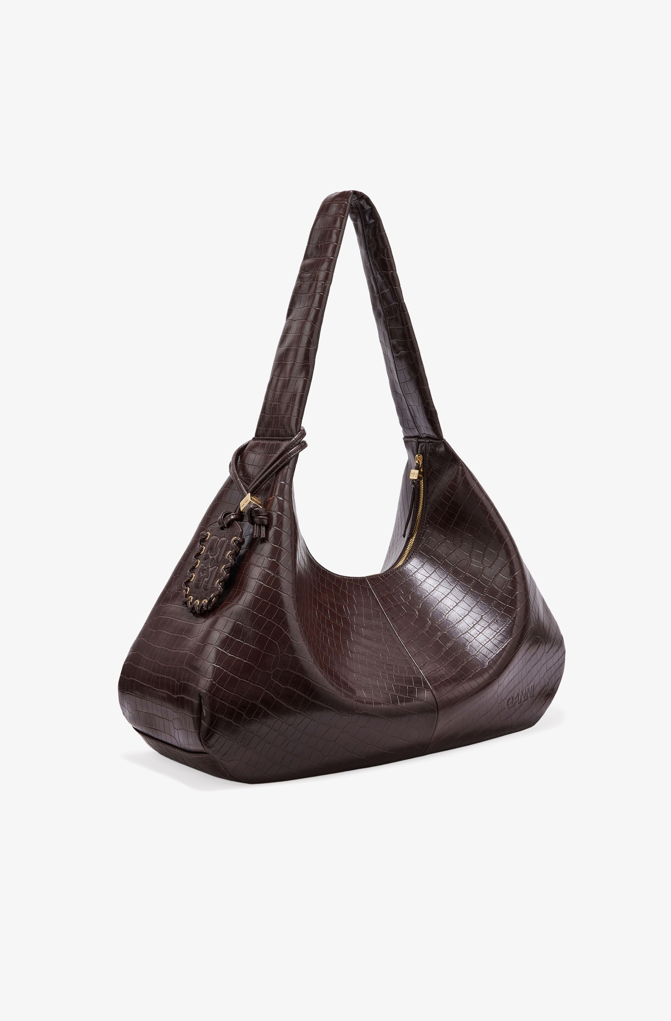 BROWN CROCO XXL HOBO BAG - 2