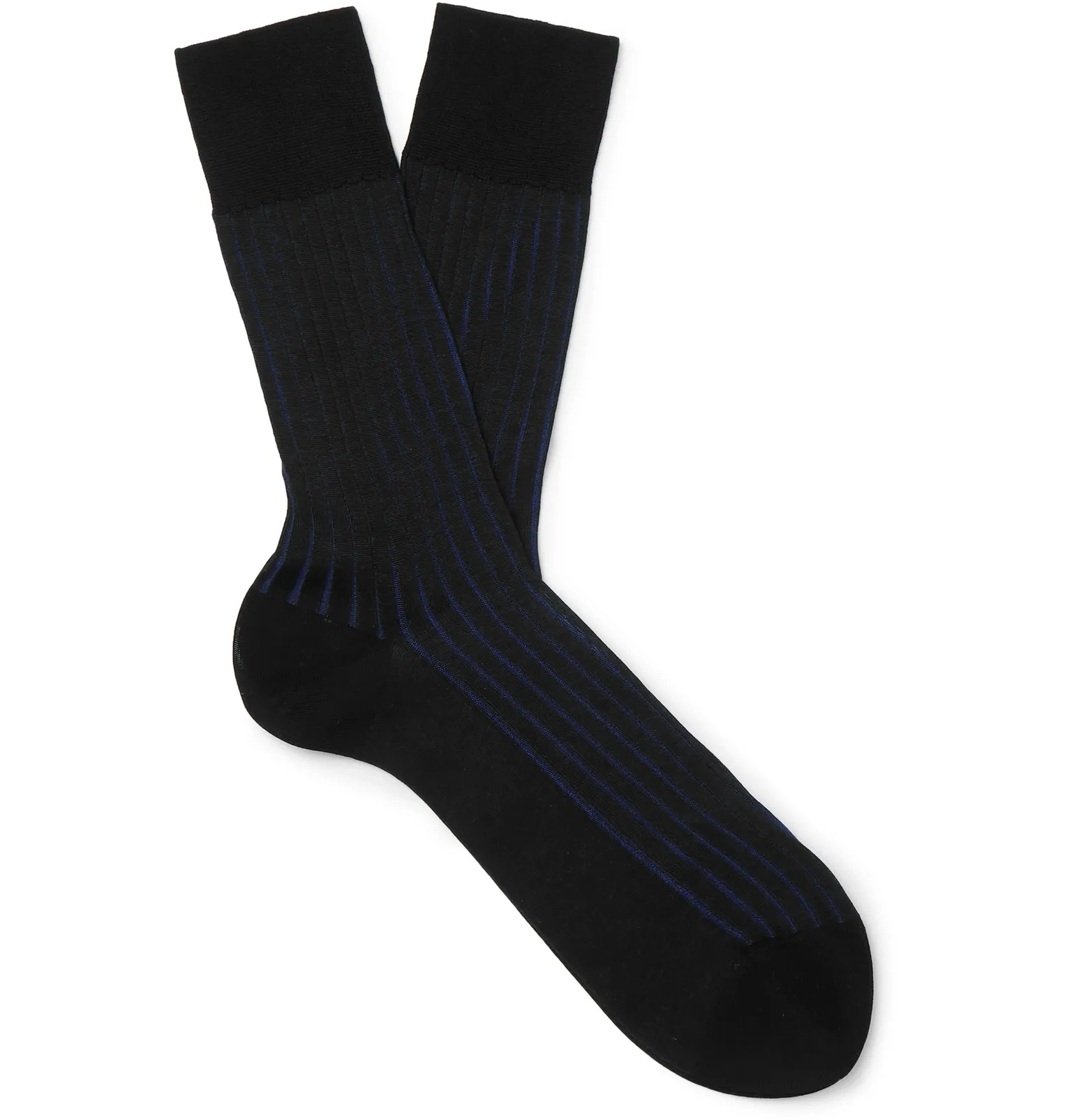 Shadow Ribbed Fil d'Ecosse Cotton-Blend Socks - 1