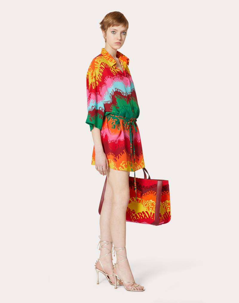 Valentino VALENTINO WAVES MULTICOLOR PRINT CREPE DE CHINE SHIRT DRESS outlook