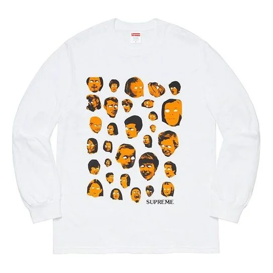 Supreme FW19 Week 1 Faces L/S Tee Human Face Printing Long Sleeves Unisex White SUP-FW19-099 - 1