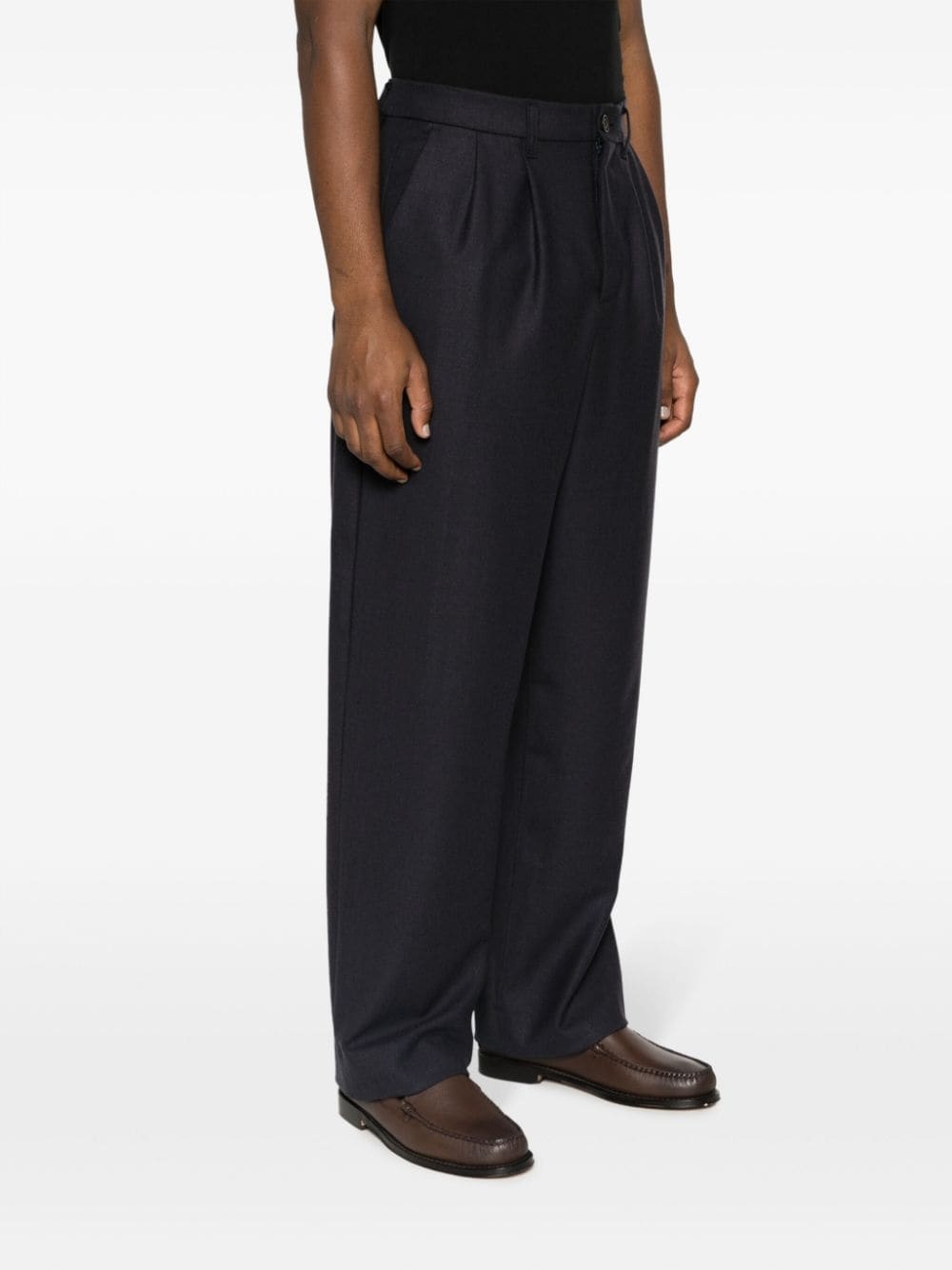 straight-leg wool-blend trousers - 3