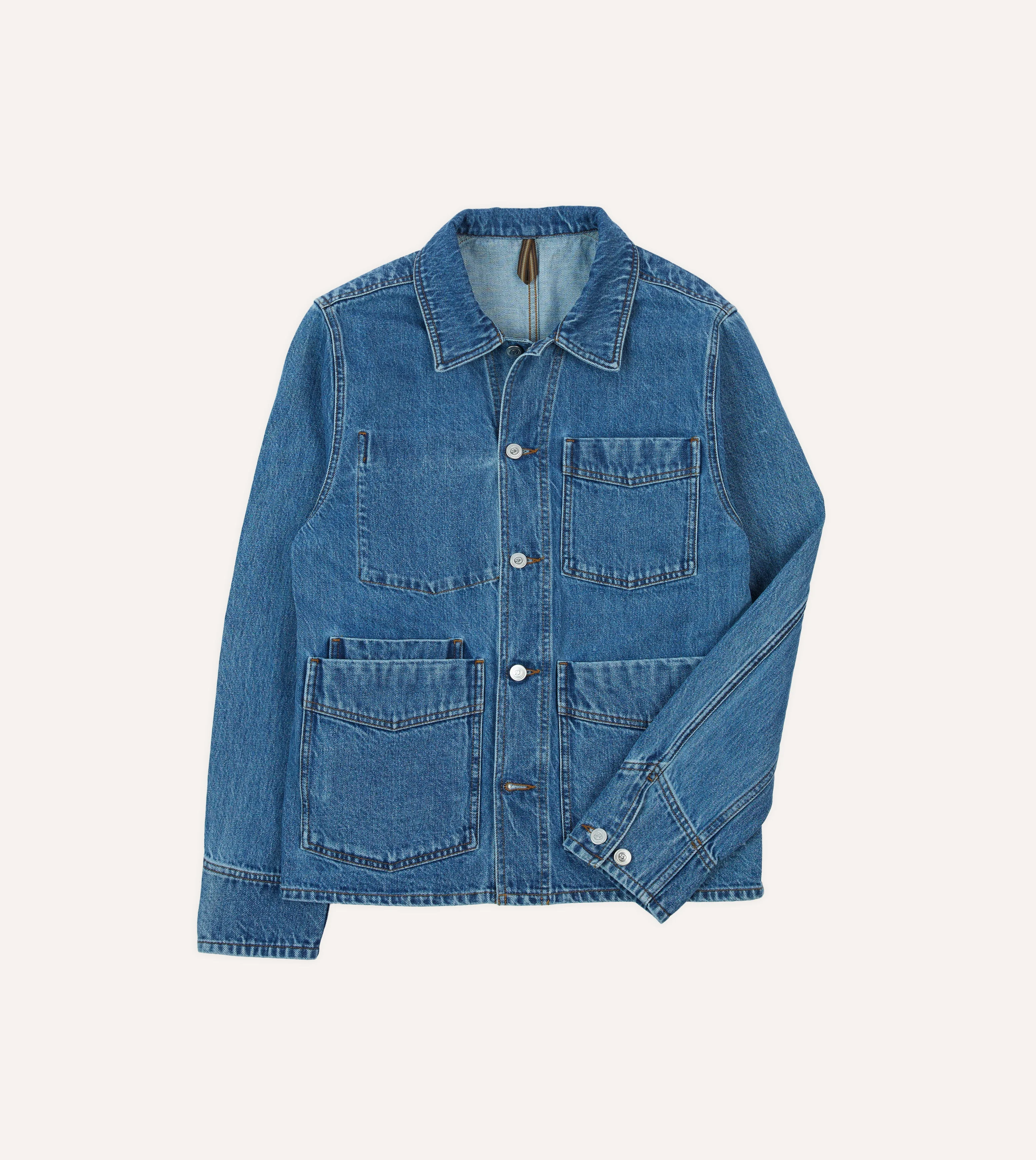 Bleach Wash Denim Work Jacket - 1