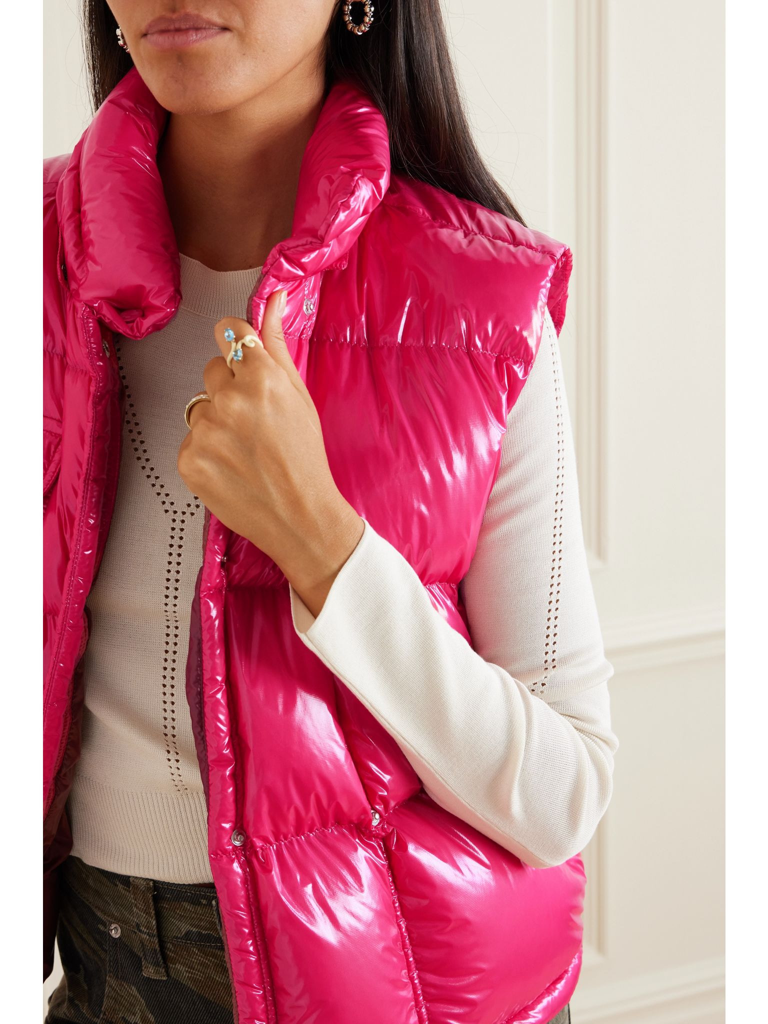 Karakorum convertible hooded quilted glossed-ripstop down jacket Pink - 6