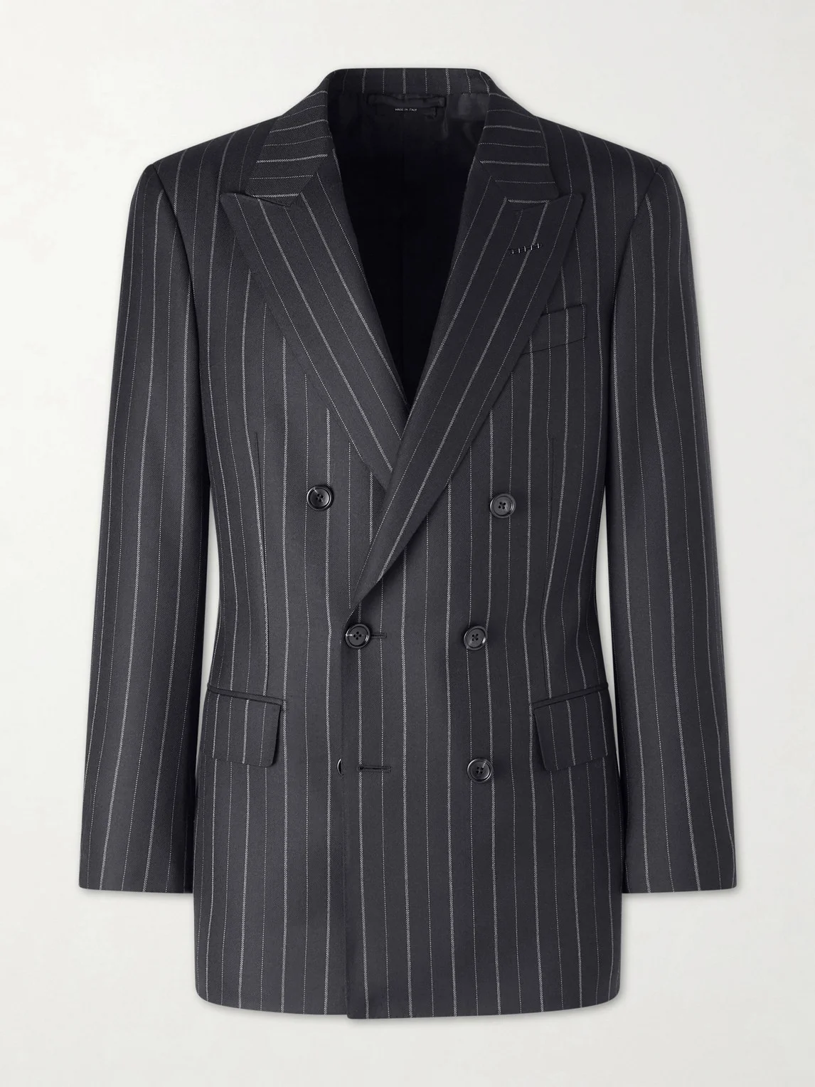 Atticus Slim-Fit Double-Breasted Striped Wool-Twill Suit Jacket - 1