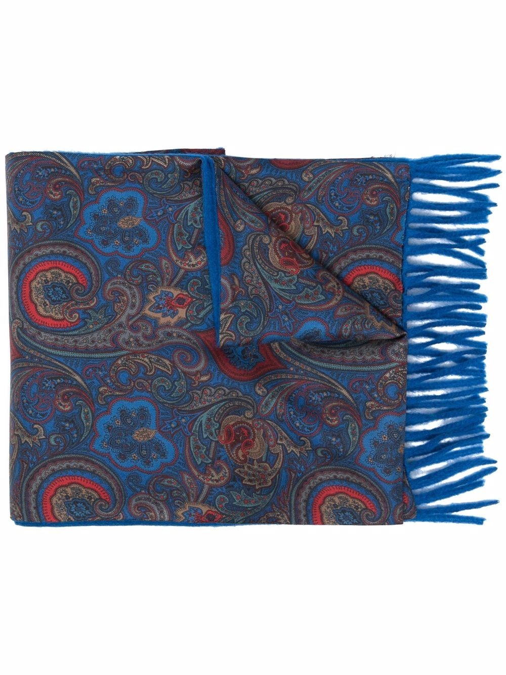 paisley-print silk-lined cashmere scarf - 1