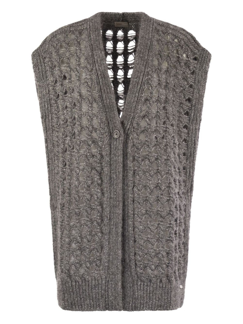 open-work sleeveless cardigan 1