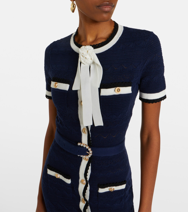 Bow-detail pointelle cotton-blend midi dress 3