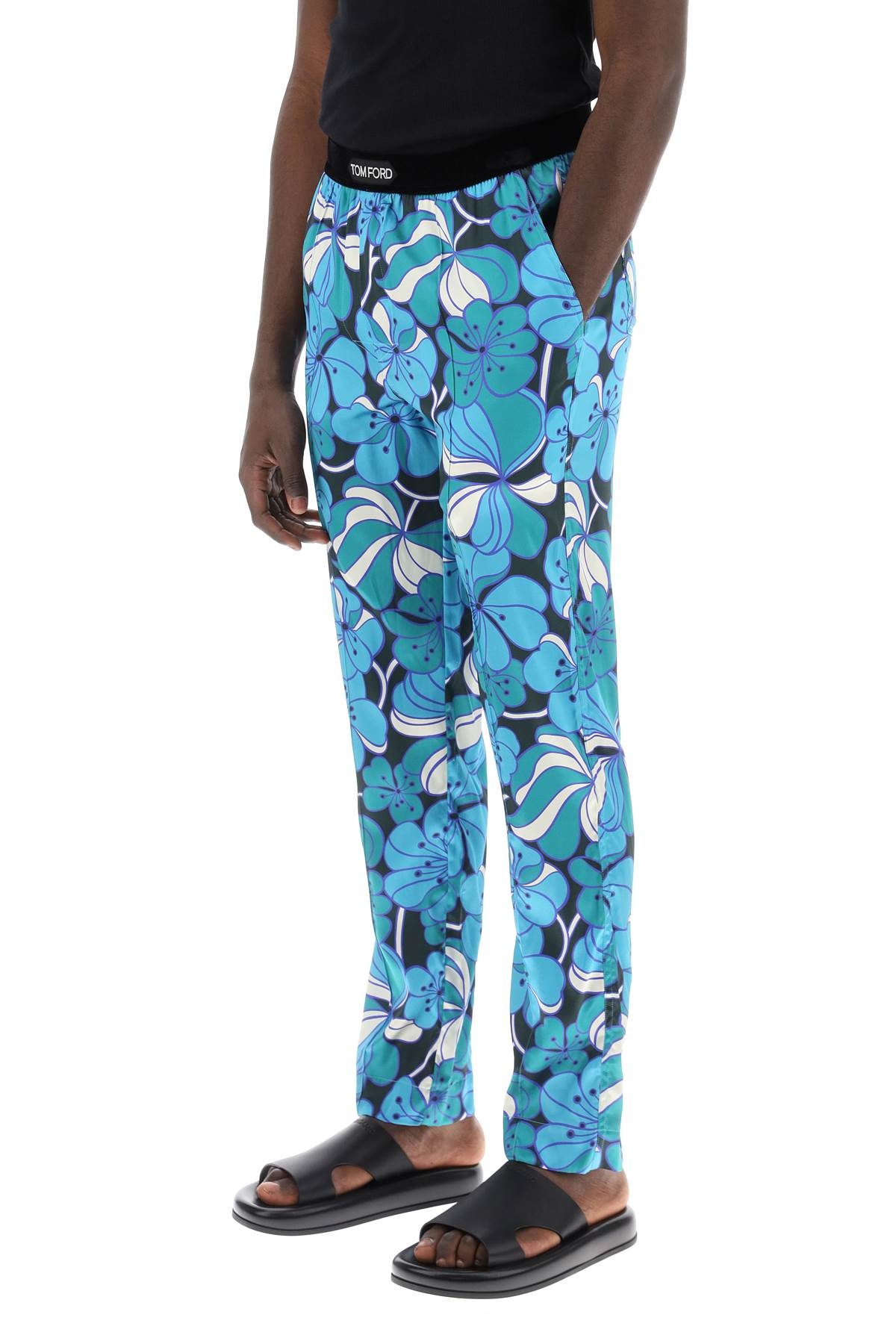 Pajama Pants In Floral Silk - 3