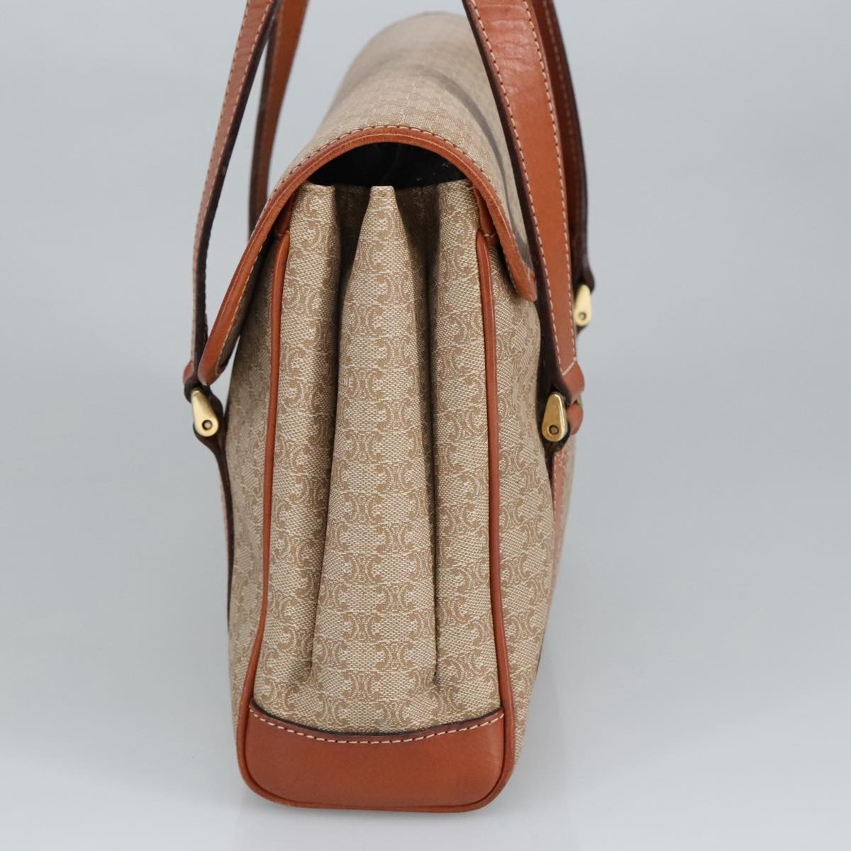 CELINE Macadam Canvas Hand Bag Beige Gold - 4