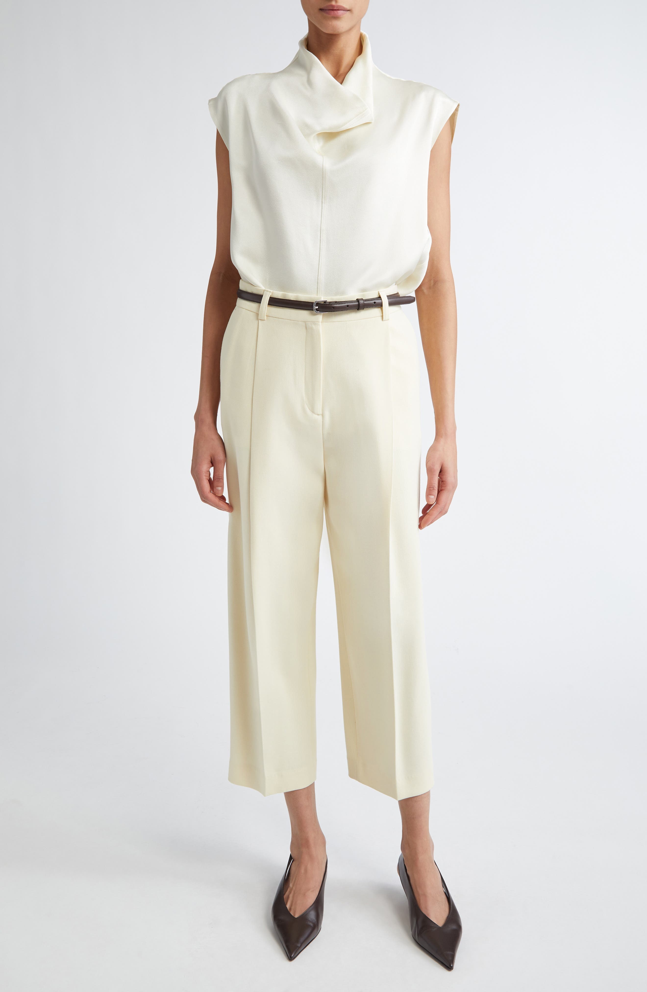 TOTEME Pleat Front Straight Leg Pants in Butter at Nordstrom - 2